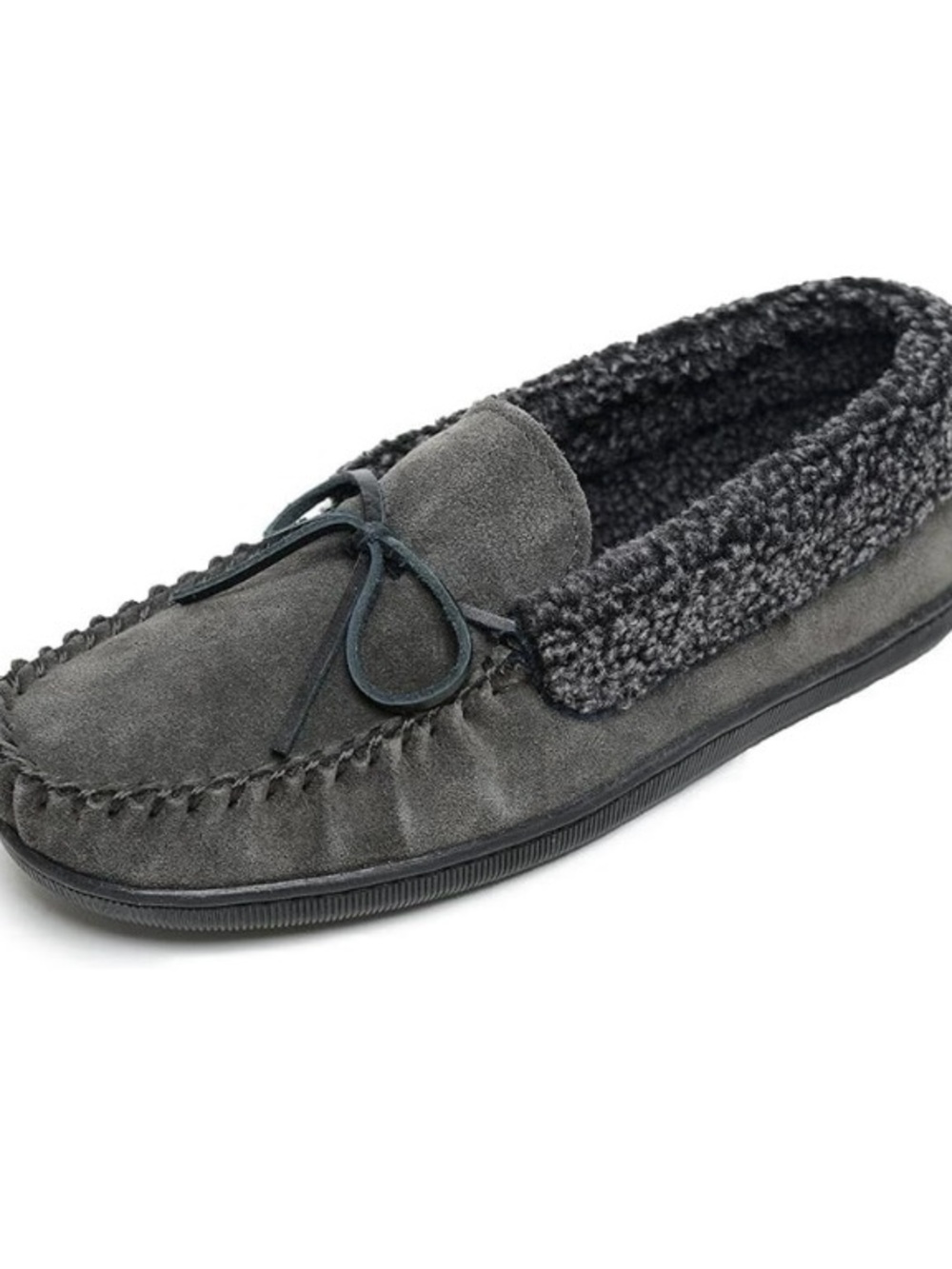 Minnetonka Mens Allen Slipper Shoes Charcoal
